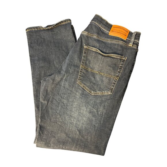 Lucky Brand Mens Relaxed Straight Jeans W36 L32 Mid-Rise Denim Dark Wash - Picture 3 of 5